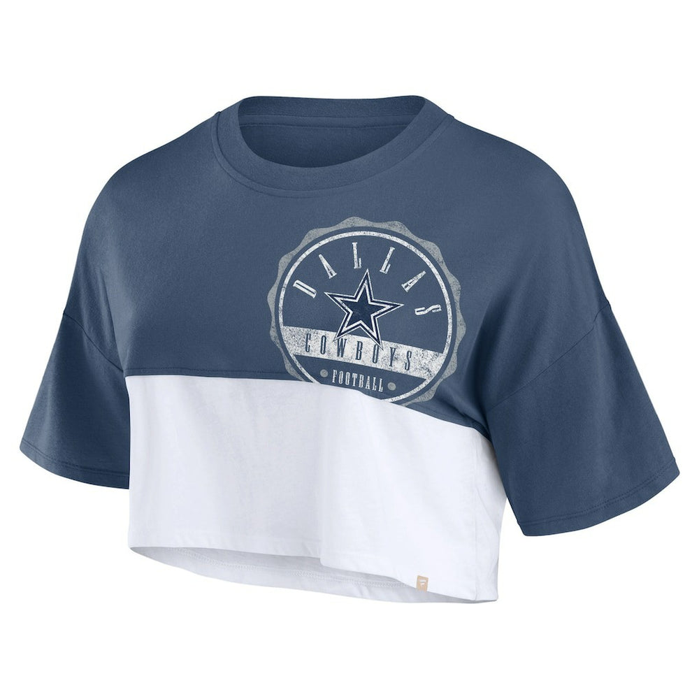 NFL Dallas Cowboys Women's Boxy Color Split Cropped T-Shirt