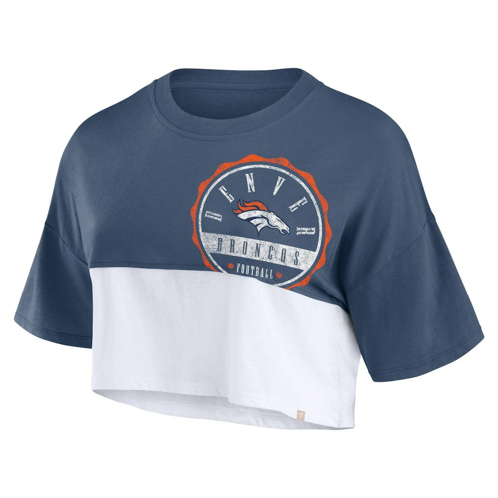 NFL Denver Broncos Women's Boxy Color Split Cropped T-Shirt