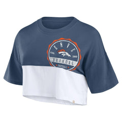 NFL Denver Broncos Women's Boxy Color Split Cropped T-Shirt