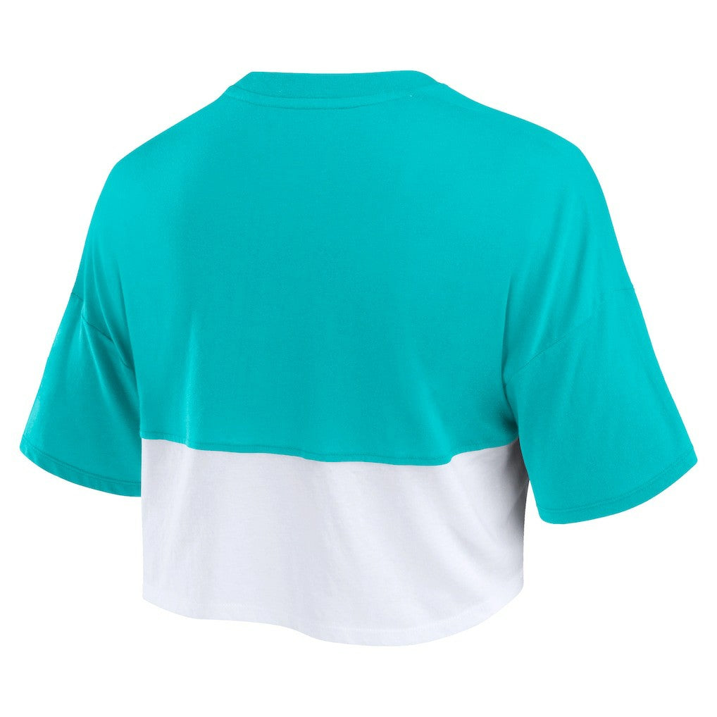 NFL Miami Dolphins Women's Boxy Color Split Cropped T-Shirt