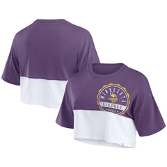 NFL Minnesota Vikings Women's Boxy Color Split Cropped T-Shirt