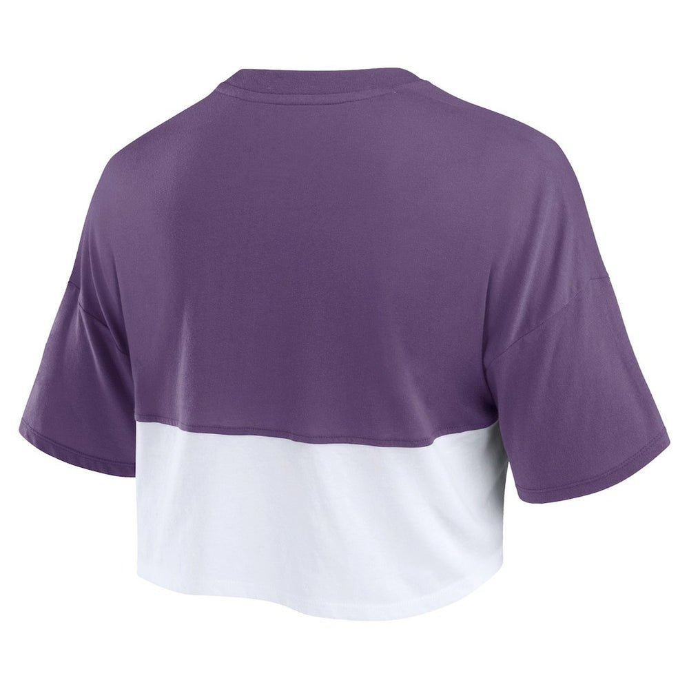 NFL Minnesota Vikings Women's Boxy Color Split Cropped T-Shirt
