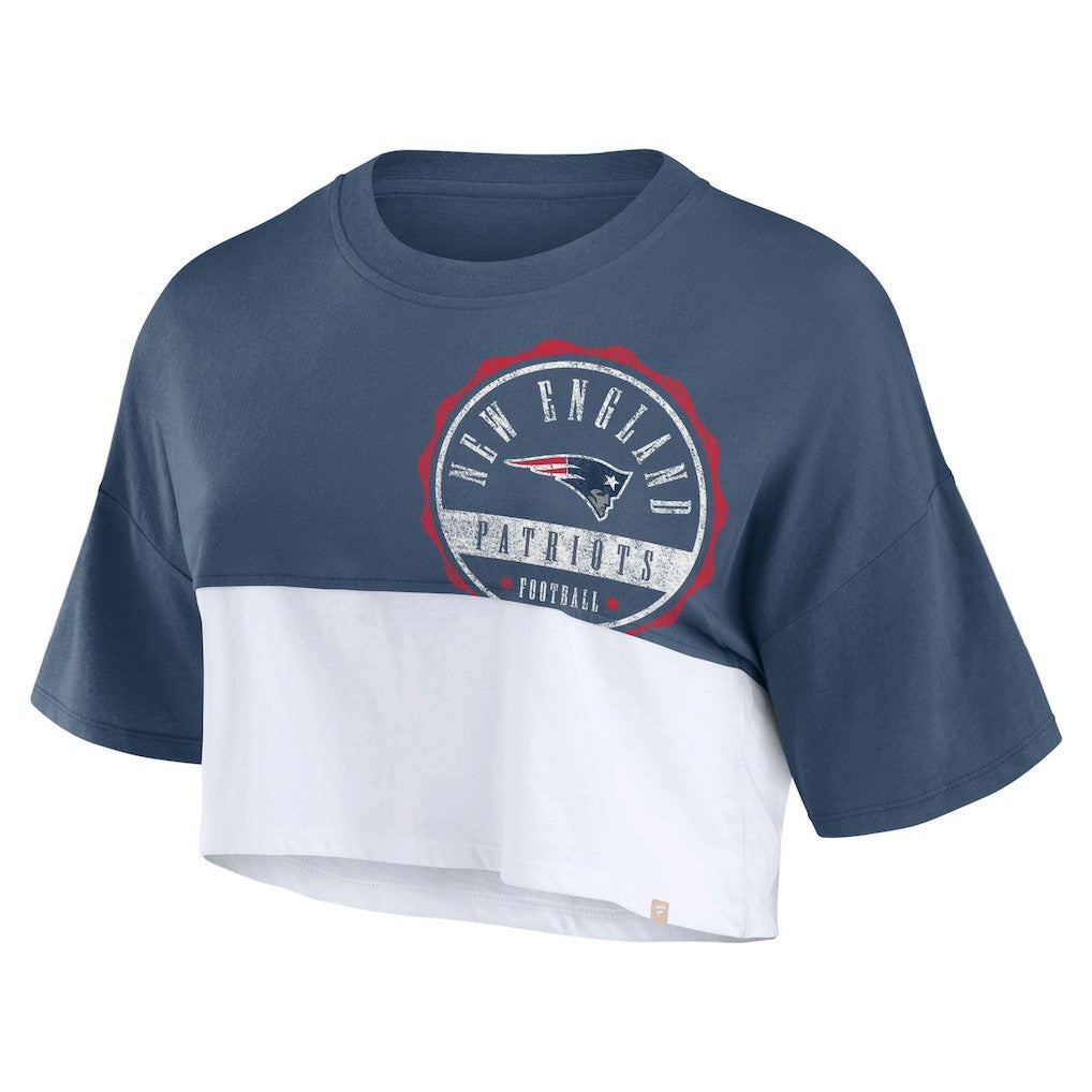 NFL New England Patriots Women's Boxy Color Split Cropped T-Shirt