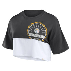 NFL Pittsburgh Steelers Women's Boxy Color Split Cropped T-Shirt