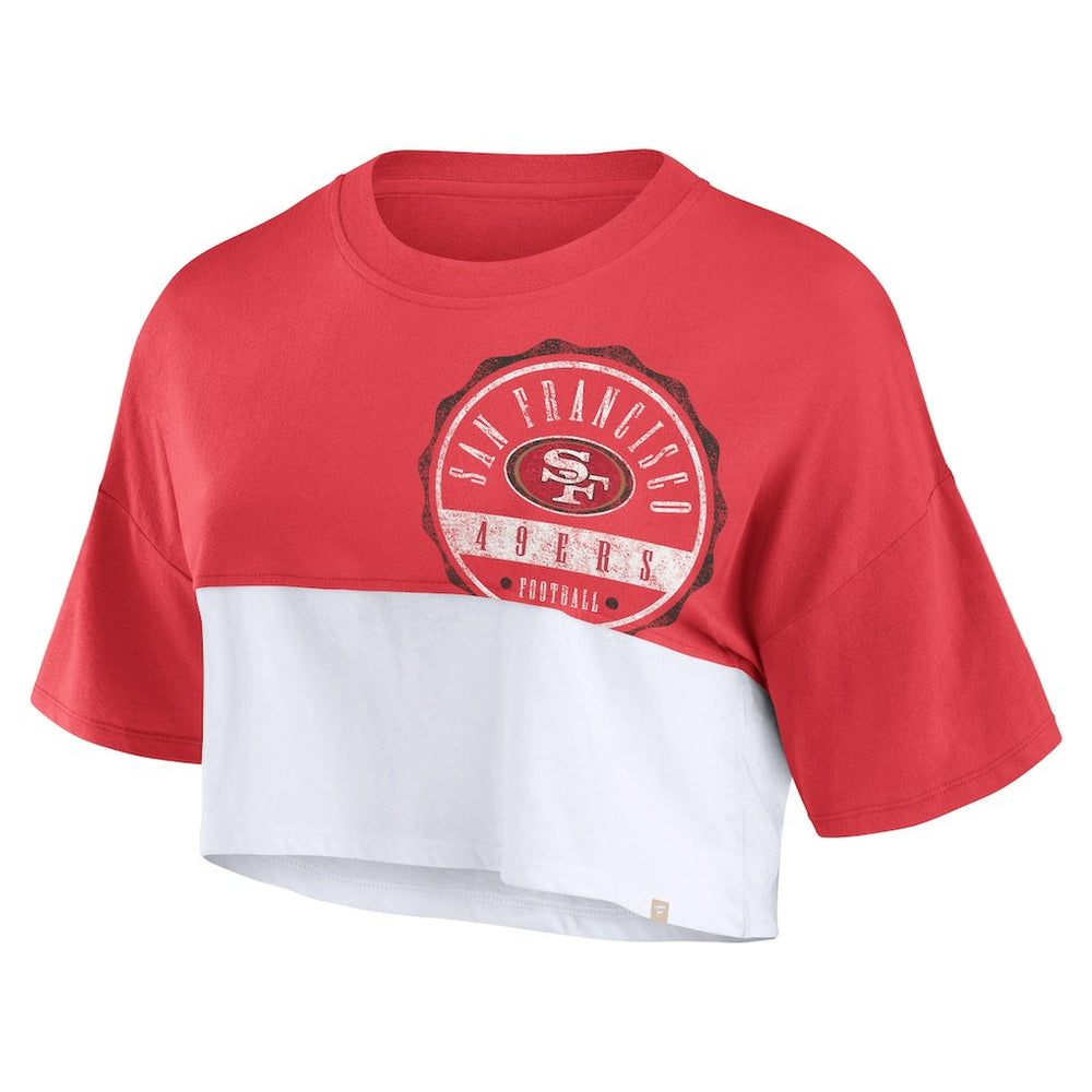 NFL San Francisco 49ers Women's Boxy Color Split Cropped T-Shirt