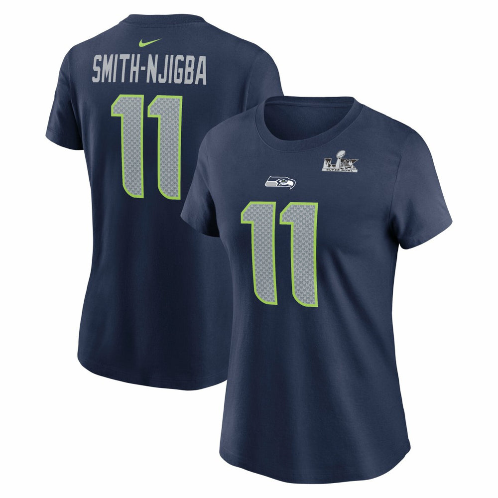 NFL Seattle Seahawks Jaxon Smith-Njigba  Women's Super Bowl LX Patch Name & Number T-Shirt