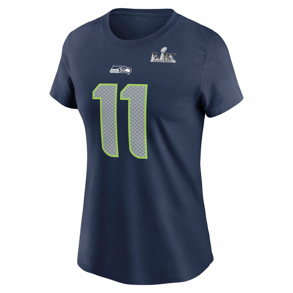 NFL Seattle Seahawks Jaxon Smith-Njigba  Women's Super Bowl LX Patch Name & Number T-Shirt