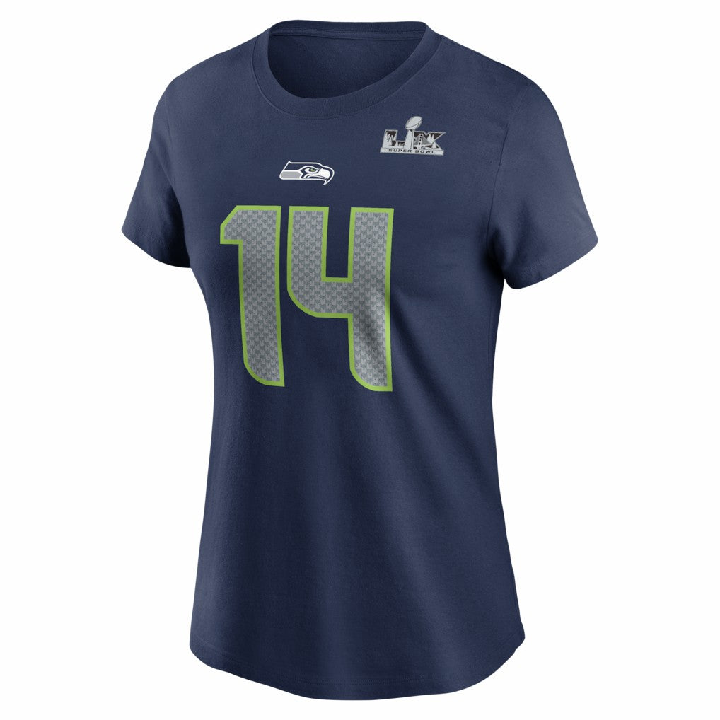 NFL Seattle Seahawks Sam Darnold  Women's Super Bowl LX Patch Name & Number T-Shirt
