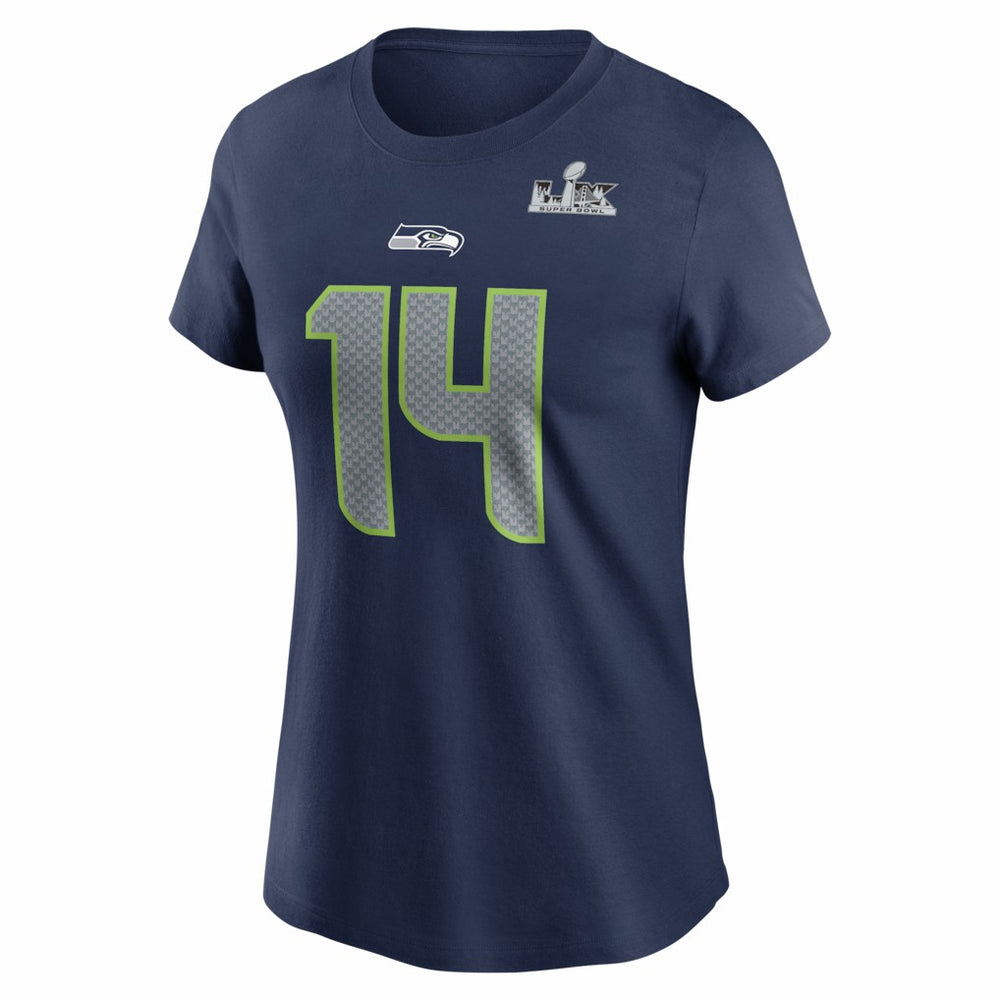 NFL Seattle Seahawks Sam Darnold  Women's Super Bowl LX Patch Name & Number T-Shirt