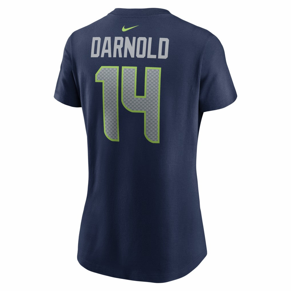 NFL Seattle Seahawks Sam Darnold  Women's Super Bowl LX Patch Name & Number T-Shirt