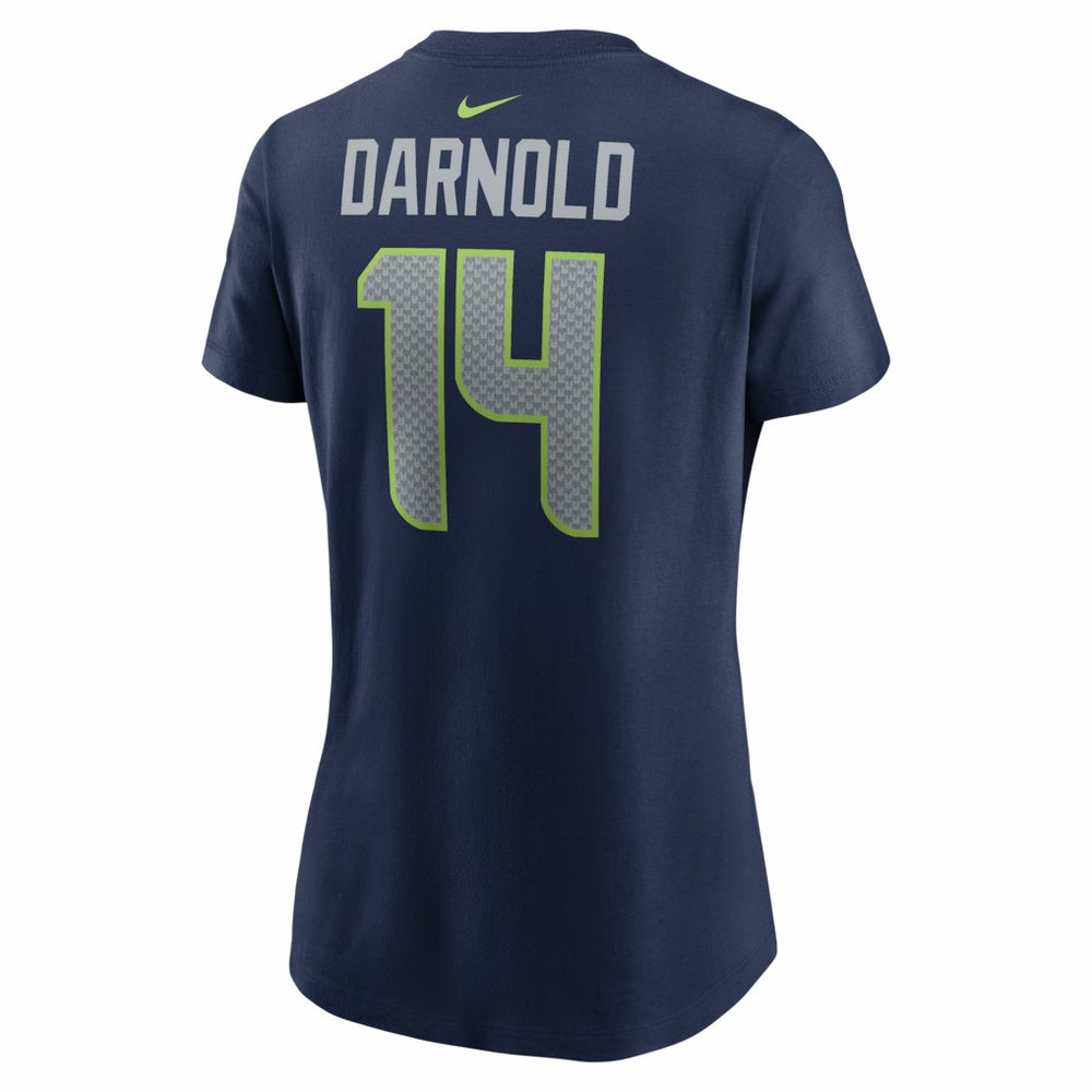 NFL Seattle Seahawks Sam Darnold  Women's Super Bowl LX Patch Name & Number T-Shirt