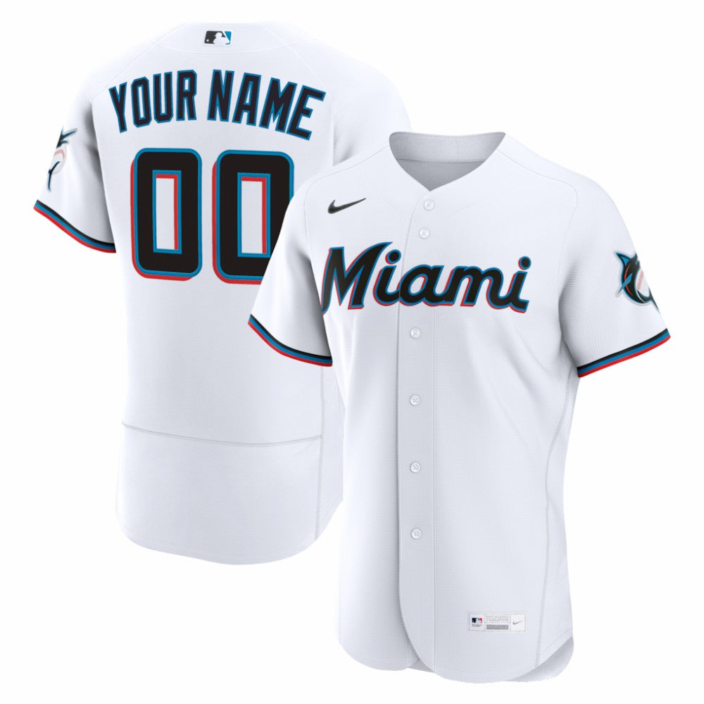 Miami Marlins Home Authentic Custom Jersey - White | Nike