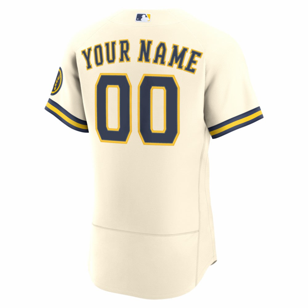 Milwaukee Brewers Home Authentic Custom Jersey - Cream | Nike