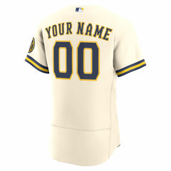 Milwaukee Brewers Home Authentic Custom Jersey - Cream | Nike