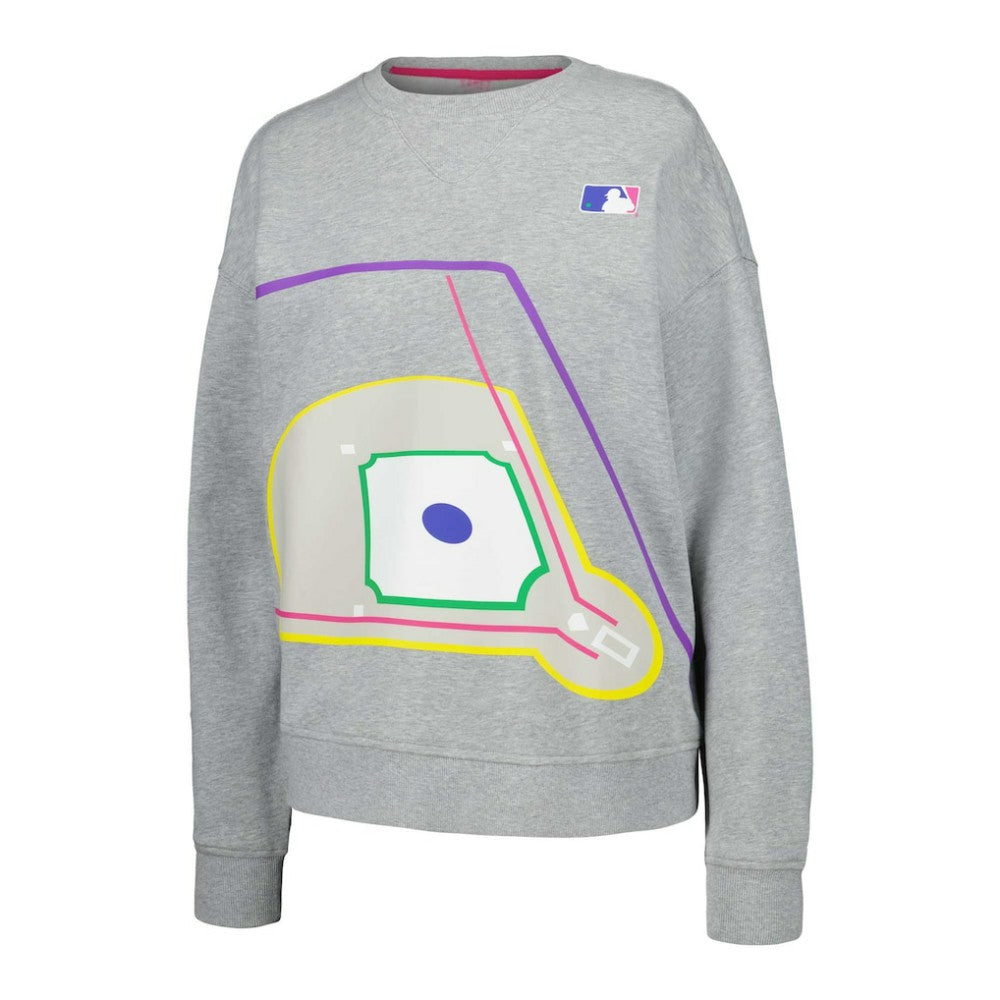 Terez MLB Women's Baseball Field Pullover Sweatshirt - Gray