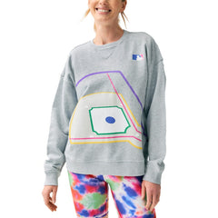 Terez MLB Women's Baseball Field Pullover Sweatshirt - Gray