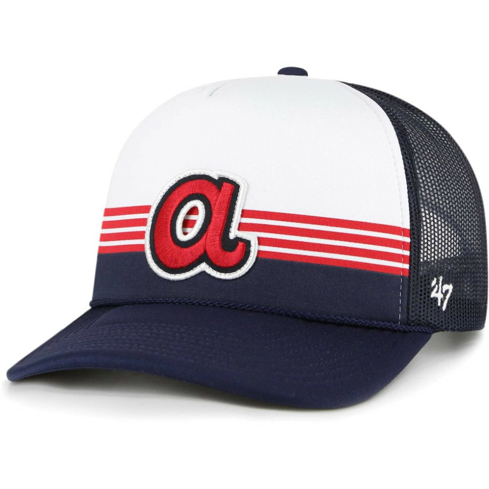 Atlanta Braves Lift Off Foam Front Mesh Trucker Adjustable Hat - Navy | 47 brand