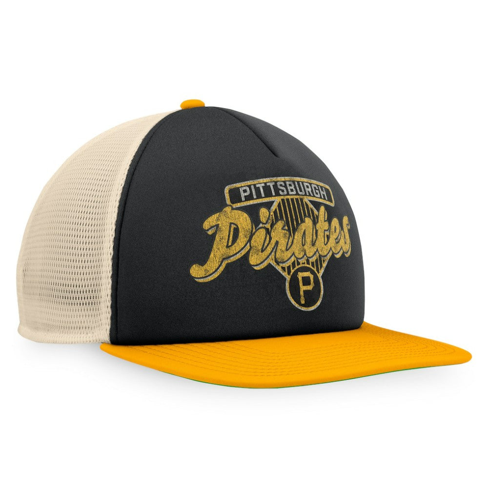 Pittsburgh Pirates Cooperstown Collection Talley Foam Trucker Snapback Hat - Black/Gold