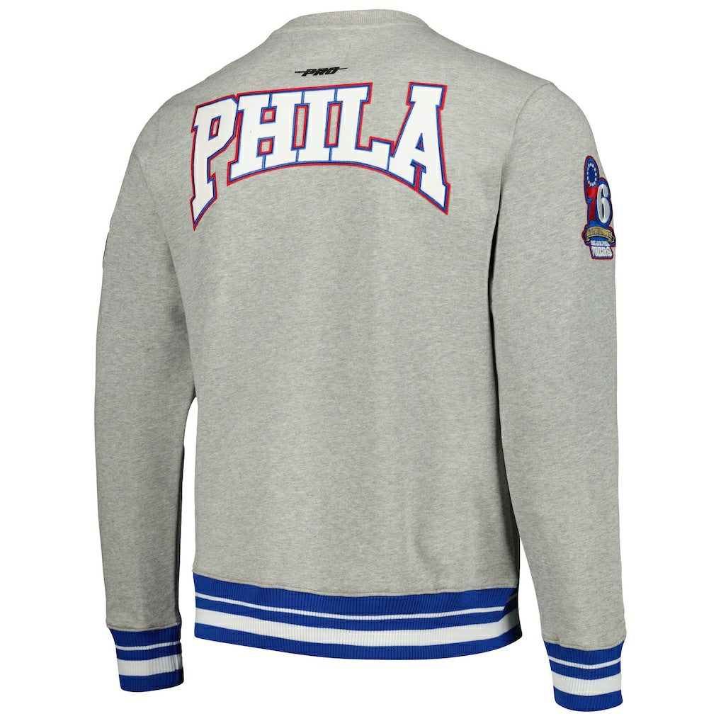 Philadelphia 76ers Pro Standard Crest Emblem Pullover Sweatshirt - Heather Gray on sale