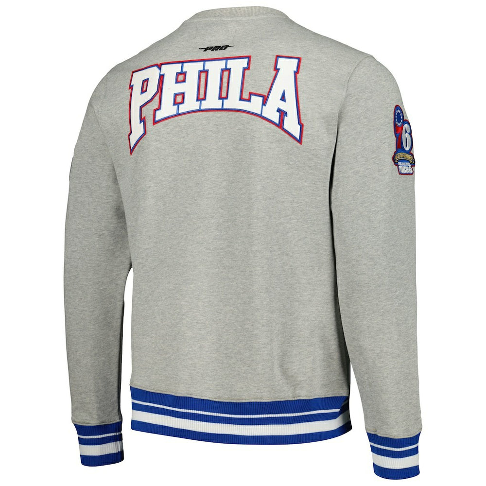 Philadelphia 76ers Pro Standard Crest Emblem Pullover Sweatshirt - Heather Gray on sale