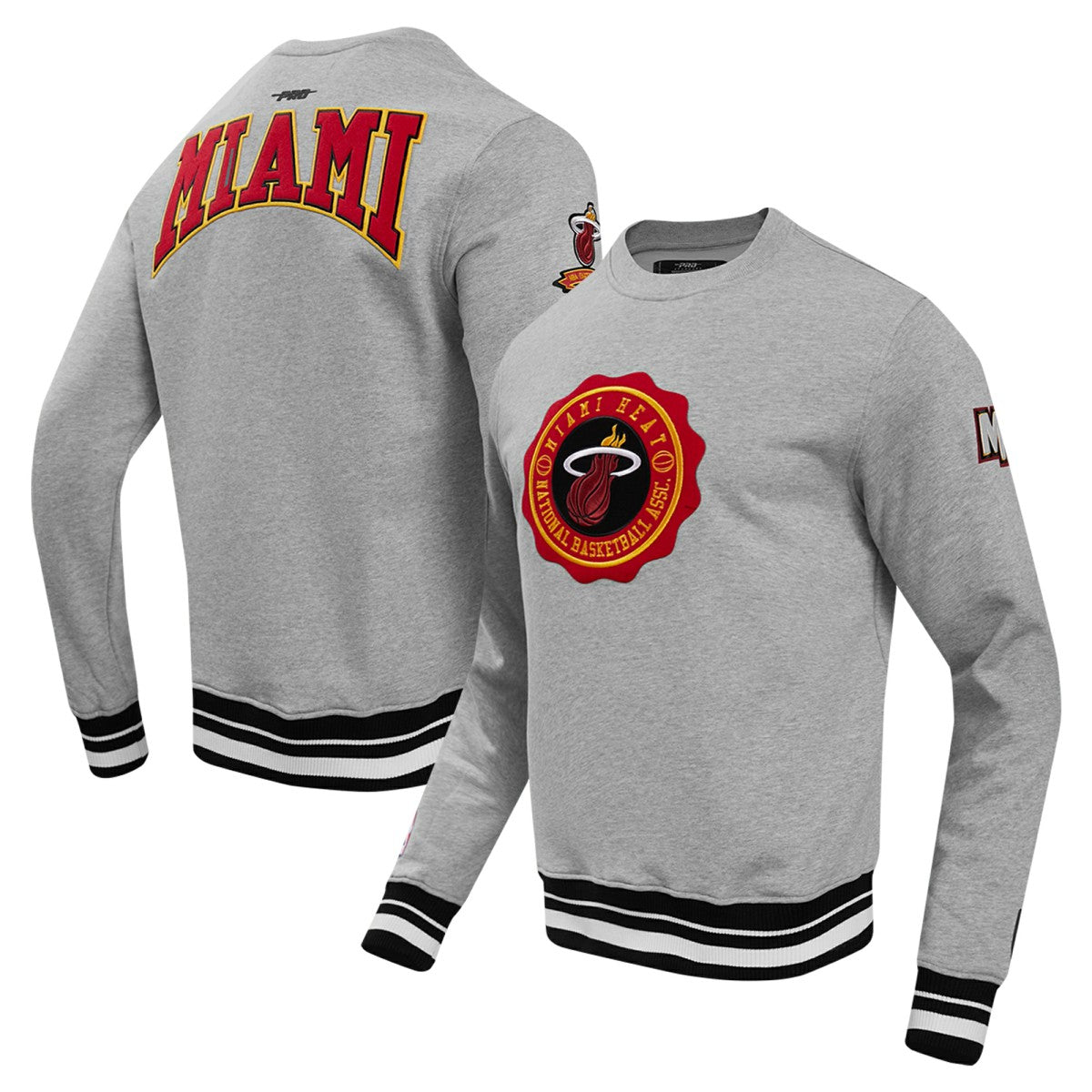 Miami Heat Pro Standard Crest Emblem Pullover Sweatshirt - Heather Gray cheap