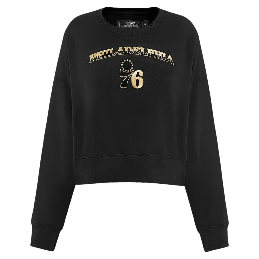 Philadelphia 76ers Pro Standard Women's Glam Cropped Pullover Sweatshirt - Black for sale