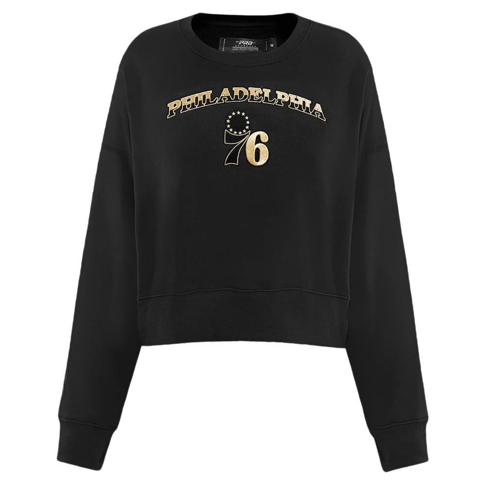 Philadelphia 76ers Pro Standard Women's Glam Cropped Pullover Sweatshirt - Black for sale