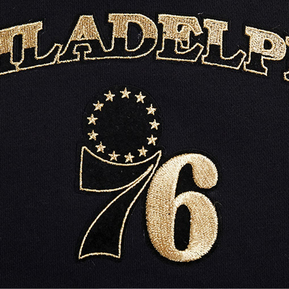 Philadelphia 76ers Pro Standard Women's Glam Cropped Pullover Sweatshirt - Black for sale
