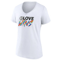 NFL Pittsburgh Steelers Women's Love Wins V-Neck T-Shirt