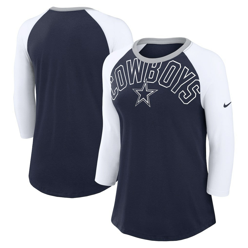 NFL Dallas Cowboys Women's Knockout Arch Raglan Tri-Blend 3/4-Sleeve T-Shirt