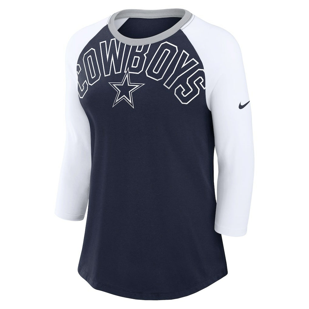 NFL Dallas Cowboys Women's Knockout Arch Raglan Tri-Blend 3/4-Sleeve T-Shirt