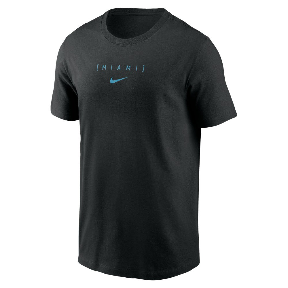 Miami Marlins Large Logo Back Stack T-Shirt - Black | Nike