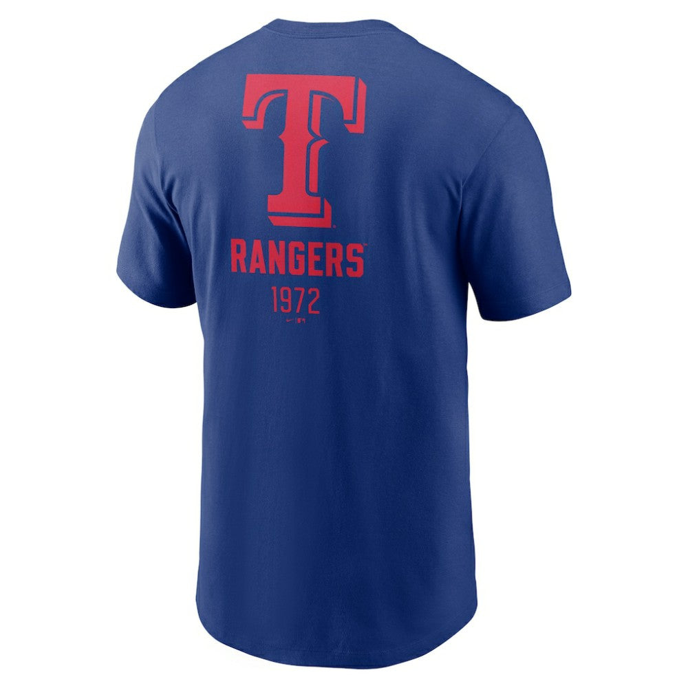 Texas Rangers Large Logo Back Stack T-Shirt - Royal | Nike