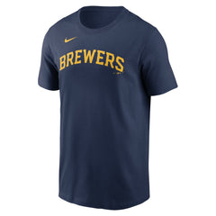 Milwaukee Brewers Fuse Wordmark T-Shirt - Navy | Nike
