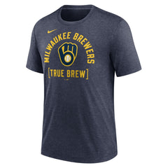 Milwaukee Brewers Swing Big Tri-Blend T-Shirt - Heather Navy | Nike