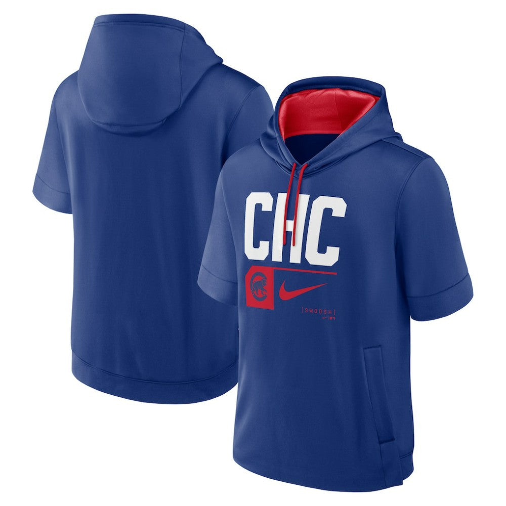 Chicago Cubs Tri Code Lockup Short Sleeve Pullover Hoodie - Royal | Nike