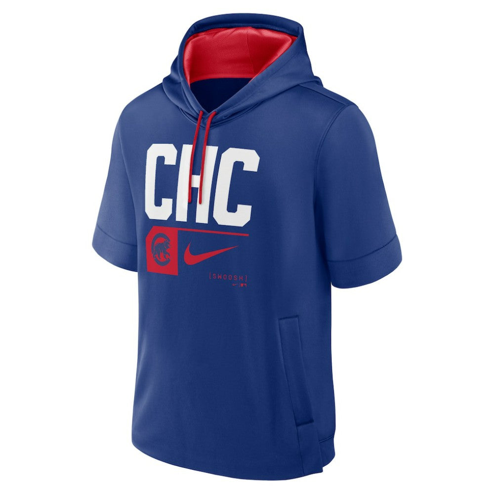 Chicago Cubs Tri Code Lockup Short Sleeve Pullover Hoodie - Royal | Nike