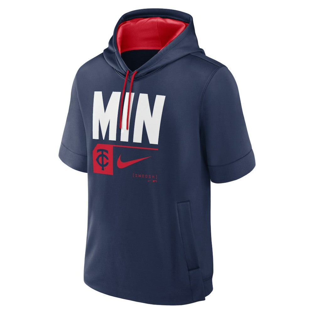 Minnesota Twins Tri Code Lockup Short Sleeve Pullover Hoodie - Navy | Nike