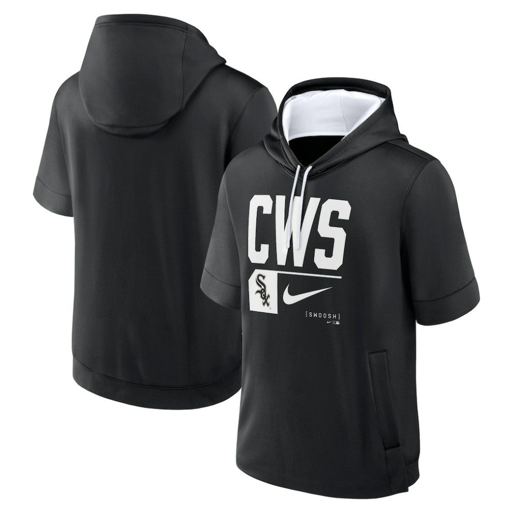 Chicago White Sox Tri Code Lockup Short Sleeve Pullover Hoodie - Black | Nike