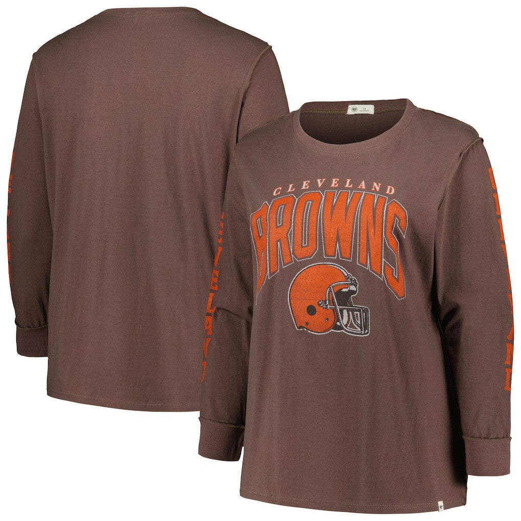 NFL Cleveland Browns '47 Women's Plus Size Honey Cat SOA Long Sleeve T-Shirt