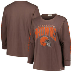 NFL Cleveland Browns '47 Women's Plus Size Honey Cat SOA Long Sleeve T-Shirt