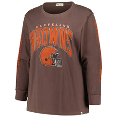 NFL Cleveland Browns '47 Women's Plus Size Honey Cat SOA Long Sleeve T-Shirt