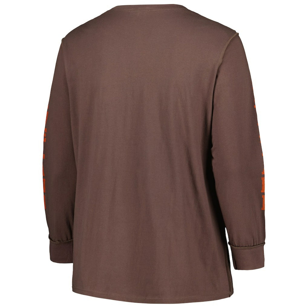 NFL Cleveland Browns '47 Women's Plus Size Honey Cat SOA Long Sleeve T-Shirt