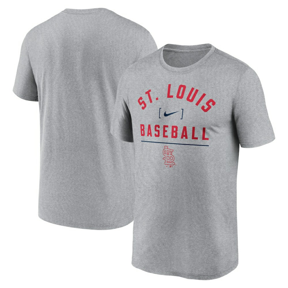 St. Louis Cardinals Arch Baseball Stack Performance T-Shirt - Heather Charcoal | Nike