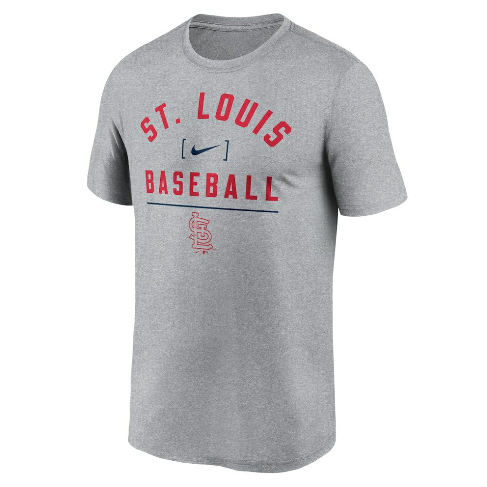 St. Louis Cardinals Arch Baseball Stack Performance T-Shirt - Heather Charcoal | Nike