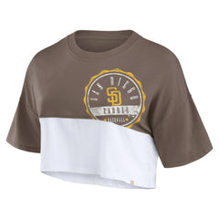San Diego Padres Women's Color Split Boxy Cropped T-Shirt - Brown/White