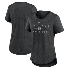Chicago White Sox Women's Knockout Team Stack Tri-Blend T-Shirt - Heather Black | Nike