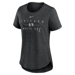 Chicago White Sox Women's Knockout Team Stack Tri-Blend T-Shirt - Heather Black | Nike