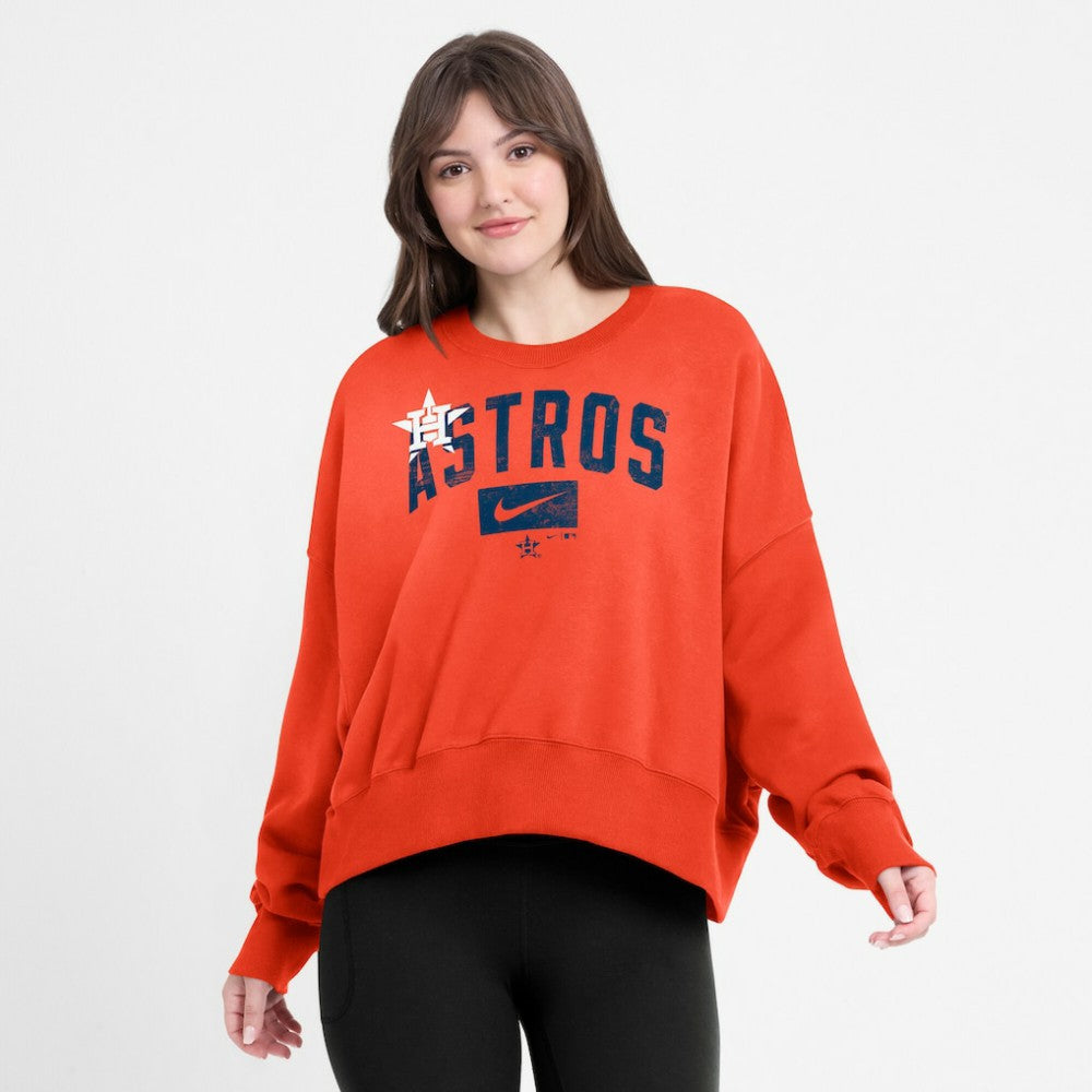 Houston Astros Women's Oversized Cropped Pullover Sweatshirt - Orange | Nike