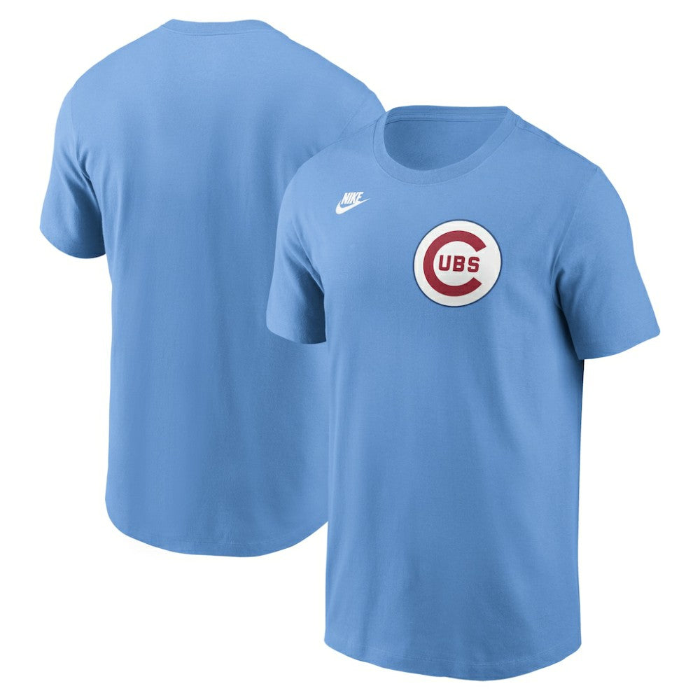 Chicago Cubs Cooperstown Collection Wordmark T-Shirt - Light Blue | Nike